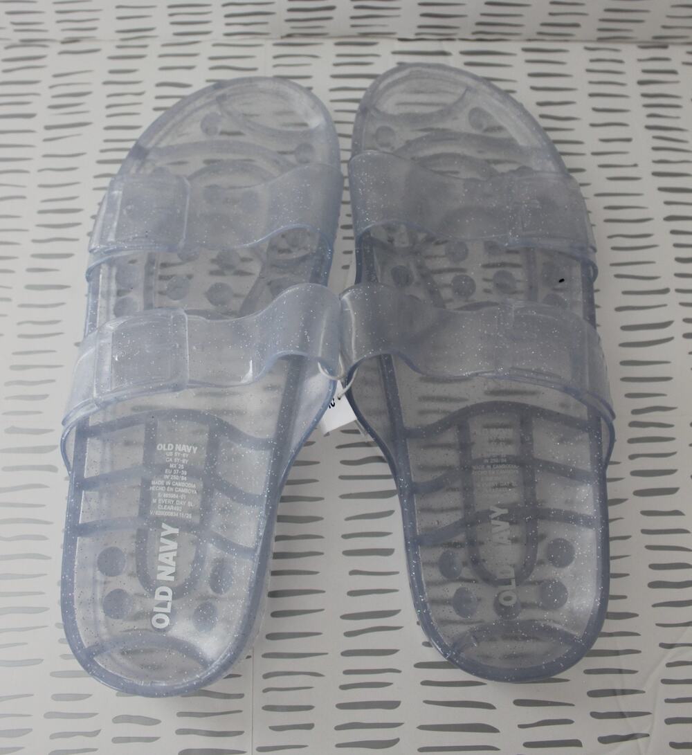 Old Navy Girls Jelly Buckled Slide Sandals Clear Size 5Y-6Y NWT